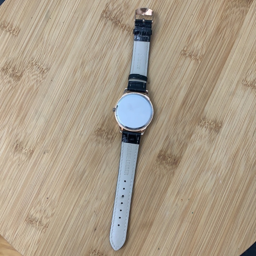 Stauer Sirene Analog Stainless Steel Rose Gold CZ Leather Adjustable strap Watch - Picture 9 of 13